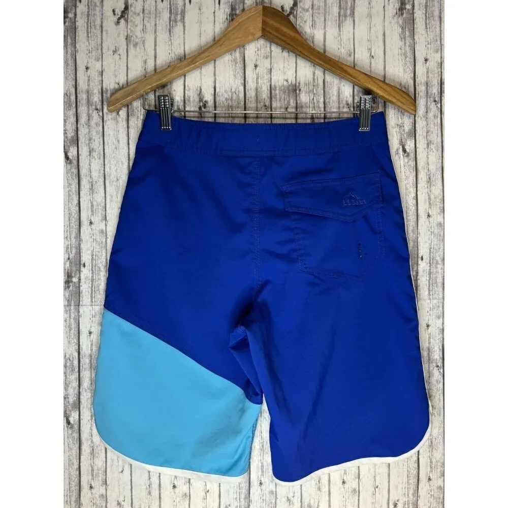 L.L. Bean Boys Light‎ and Dark Blue Drawstring Swim Shorts with Mesh Lining